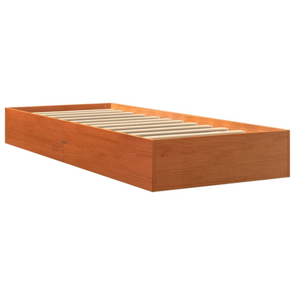 Estructura de cama madera maciza de pino marrón cera 90x190 cm M 2