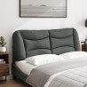 Cabecero de cama acolchado tela gris oscuro 140 cm 3