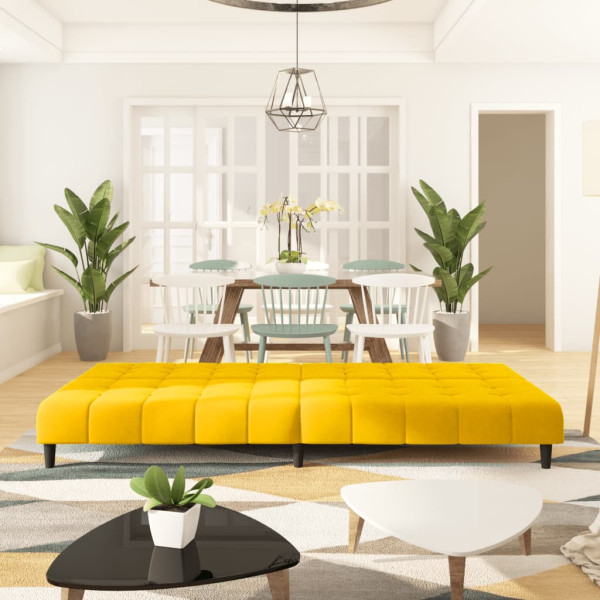 Sofá-cama de 2 lugares veludo amarelo M 3