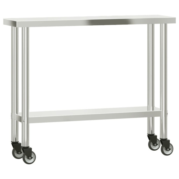 Mesa de trabajo de cocina con ruedas acero inox 110x30x85 cm M 2
