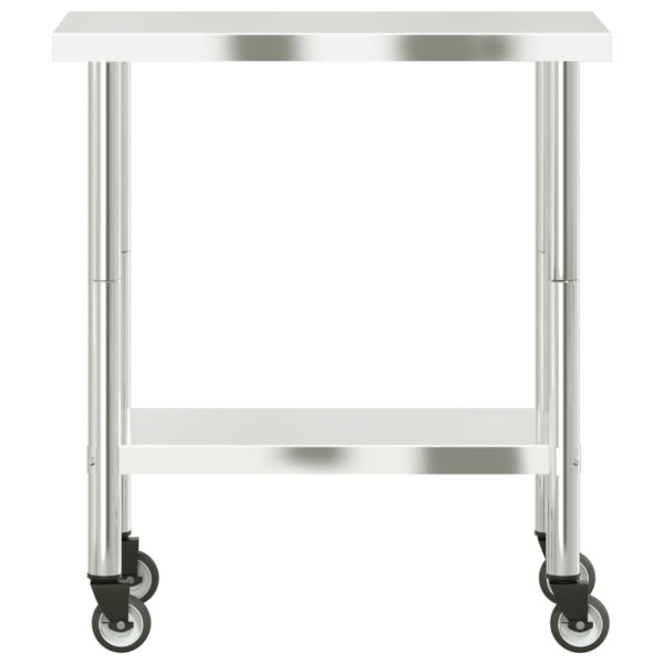 Mesa de trabalho de cozinha com rodas 82.5x55x85 cm aço inox. M 5