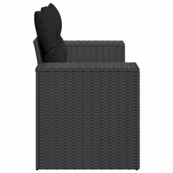 Sofá de jardín 2 plazas con cojines ratán sintético negro M 5