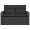 Sofá de jardim com almofadões 2 lugares vime PE preto 5