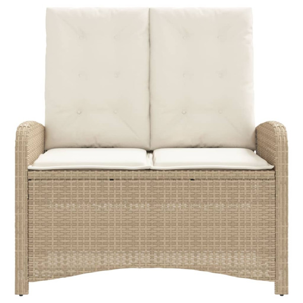 Sillón reclinable de jardín con cojines ratán sintético beige M 3