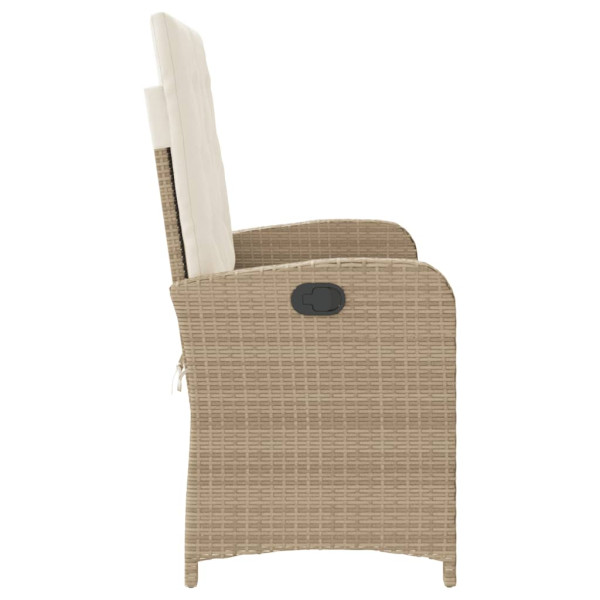 Sillón reclinable de jardín con cojines ratán sintético beige M 4