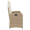 Sillón reclinable de jardín con cojines ratán sintético beige 4