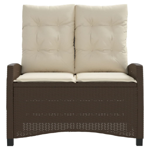 Sillón reclinable de jardín con cojines ratán sintético marrón M 3