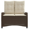 Sillón reclinable de jardín con cojines ratán sintético marrón 3