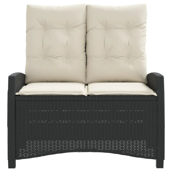 Sillón reclinable de jardín con cojines ratán sintético negro M 3