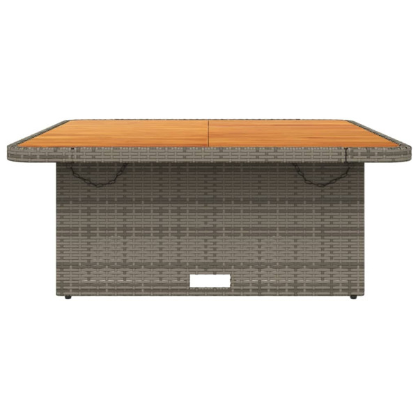 Mesa de jardim 110x110x71 cm vime PE e madeira de acácia cinza M 5