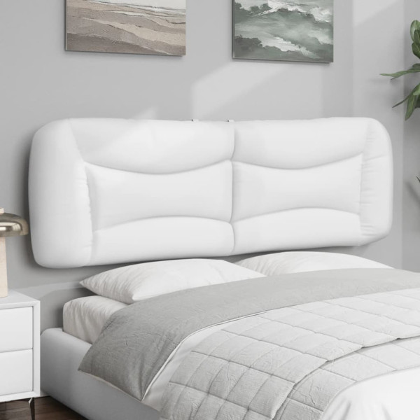 Cabecero de cama acolchado cuero sintético blanco 160 cm M 4