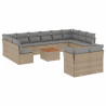 Set sofás de jardín con cojines 13 pzas ratán sintético beige 2