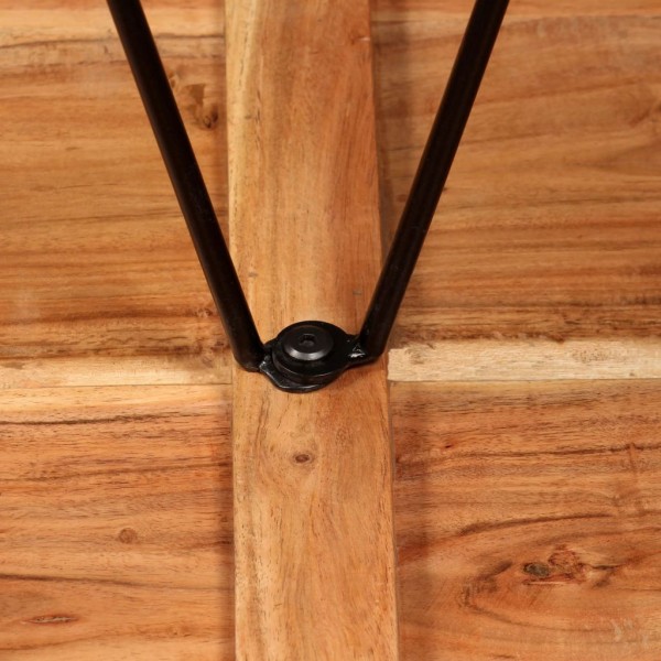 Set de mobília de bar 3 pcs madeira maciça acacia couro genuíno M 2