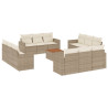 Set sofás de jardín con cojines 13 pzas ratán sintético beige 2