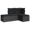 4 pcs conjunto de sofás para jardim c/ almofadões vime PE preto 2