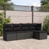 Set de muebles de jardín 5 pzas y cojines ratán sintético negro 1