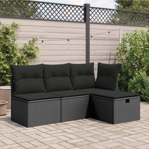 Banco de jardim com almofadão 55x55x37 cm vime PE preto M 3