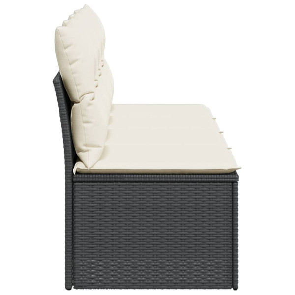 Sofá de jardim com almofadões 4 lugares vime PE preto M 5