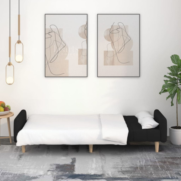 Sofá cama de 2 plazas tela negro M 3