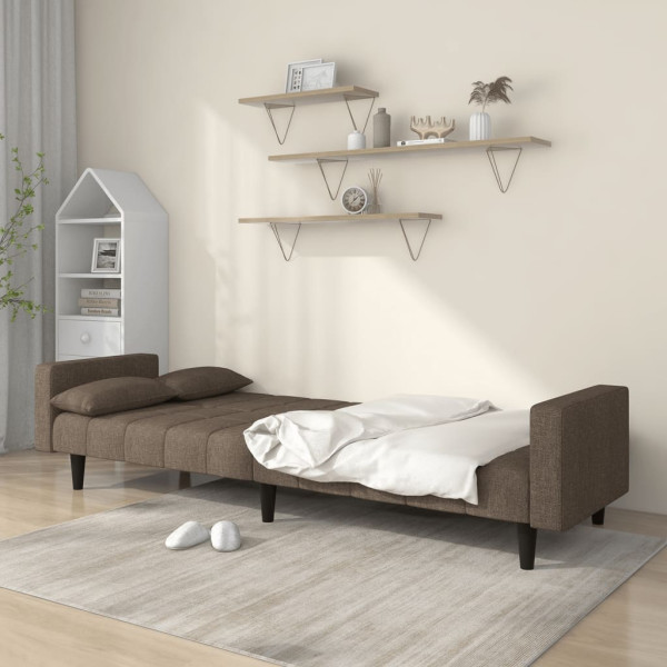 Sofá cama de 2 plazas con dos almohadas tela gris taupe M 3