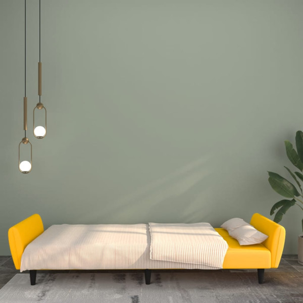 Sofá cama de 2 lugares em veludo amarelo M 3