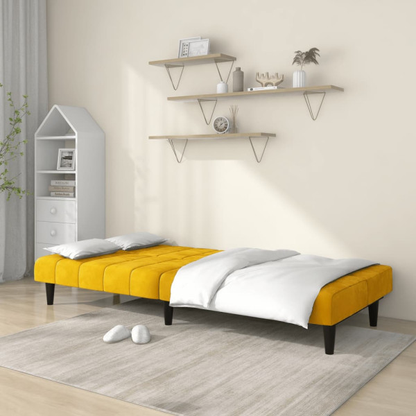 Sofá-cama de 2 lugares veludo amarelo M 3