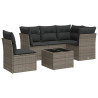 Set de muebles de jardín 6 pzas y cojines ratán sintético gris 2