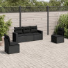 5 pcs conjunto sofás de jardim com almofadões vime PE preto 1