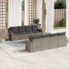 Set de muebles de jardín 9 pzas y cojines ratán sintético gris 1