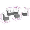 Set de muebles de jardín 6 pzas y cojines ratán sintético gris 3