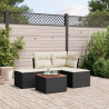 5 pcs conjunto sofás de jardim com almofadões vime PE preto 1
