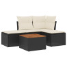 Set de muebles de jardín 5 pzas y cojines ratán sintético negro 2