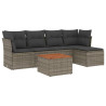 Set de muebles de jardín 6 pzas y cojines ratán sintético gris 2