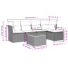 6 pcs conjunto sofás de jardim com almofadões vime cinzento 3