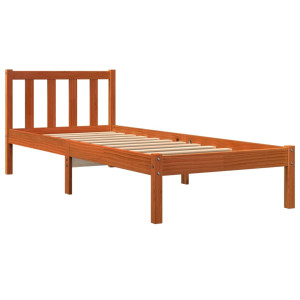 Estructura de cama madera maciza de pino marrón cera 90x200 cm H