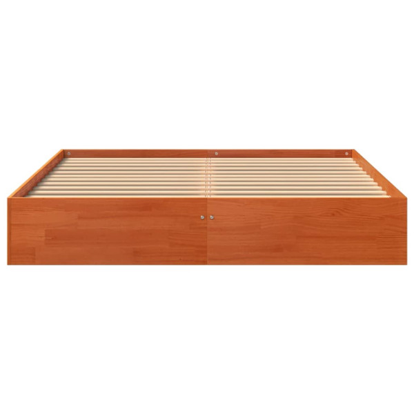 Estructura de cama madera maciza pino marrón cera 120x200 cm M 4