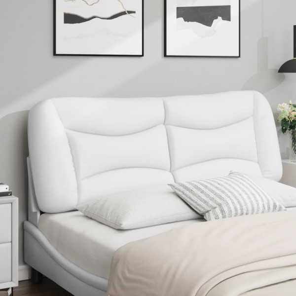 Cabecero de cama acolchado cuero sintético blanco 140 cm M 3