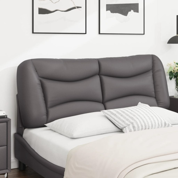 Cabecero de cama acolchado cuero sintético gris 140 cm M 3