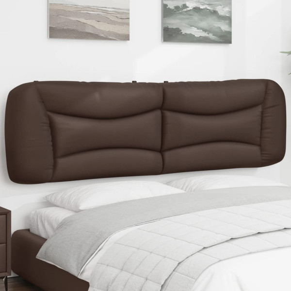 Cabecero de cama acolchado cuero sintético marrón 180 cm D