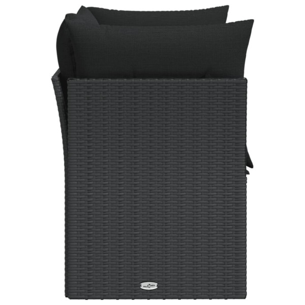 Sofá de jardín 2 plazas con cojines ratán sintético negro M 5