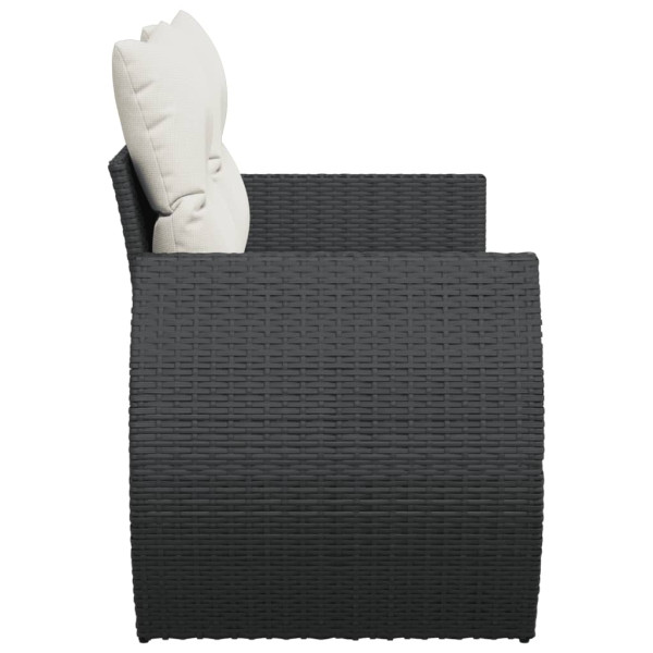 Sofá de jardín 2 plazas con cojines ratán sintético negro M 5