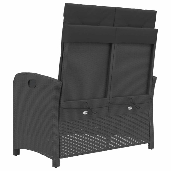 Sillón reclinable de jardín con cojines ratán sintético negro M 5