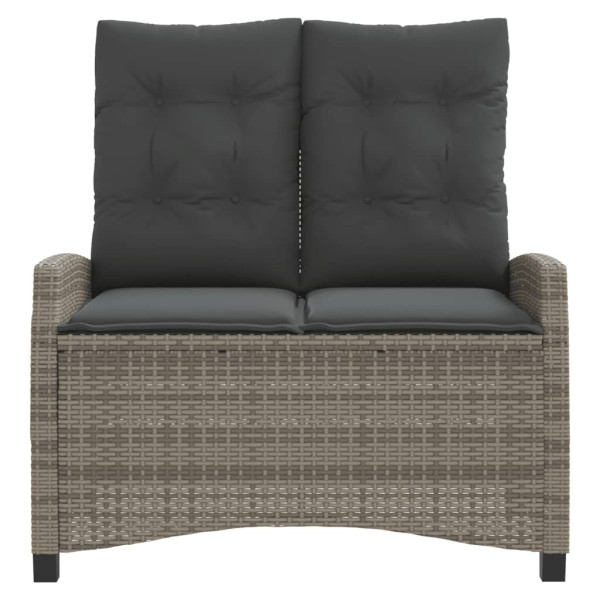 Sillón reclinable de jardín con cojines ratán sintético gris M 3