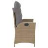 Sillón reclinable de jardín con cojines ratán sintético beige 4
