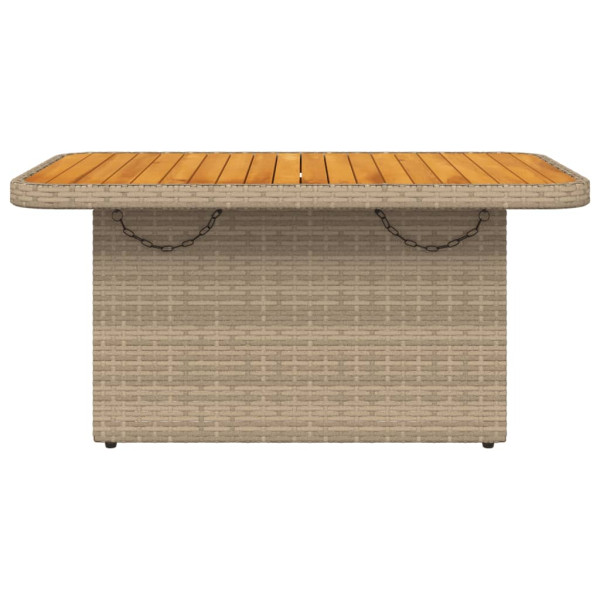 Mesa de jardim 90x55x71 cm vime PE e madeira de acácia bege M 5
