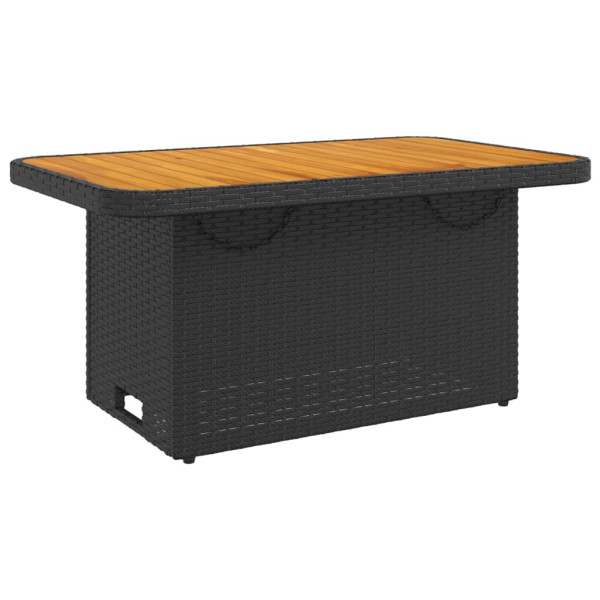 Mesa de jardín madera de acacia y ratán PE negro 90x55x71 cm M 2