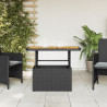 Mesa de jardín madera de acacia y ratán PE negro 90x55x71 cm 3