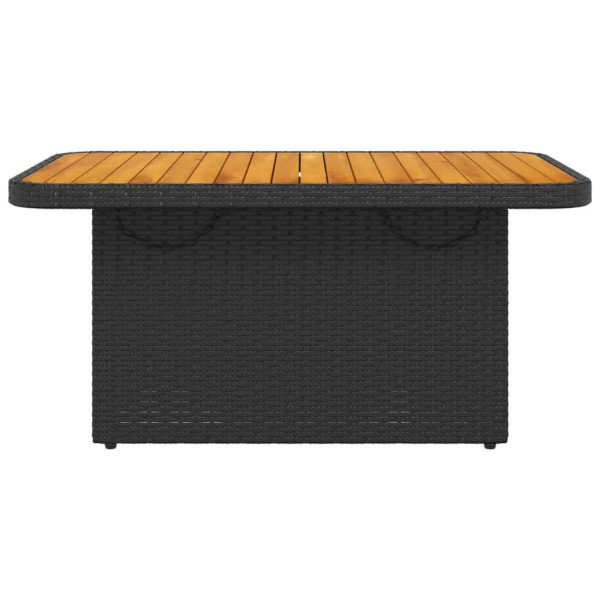Mesa de jardín madera de acacia y ratán PE negro 90x55x71 cm M 5