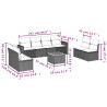 9 pcs conjunto sofás p/ jardim com almofadões vime PE cinzento 3