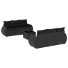 7 pcs conjunto de sofás p/ jardim c/ almofadões vime PE preto 2